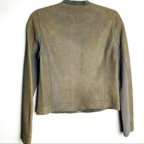 Elie Tahari brown snake scale leather jacket M - Picture 3 of 5